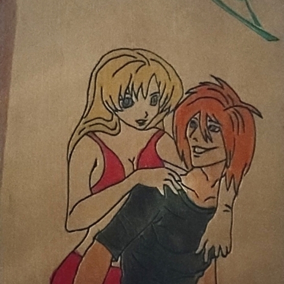 Hand painted anime style on wood slab - Picture 2 of 4
